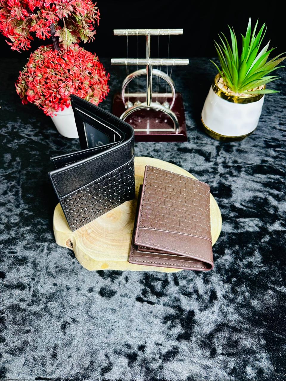 C.K Embossed Monogram Vertical Wallet – Sleek Executive Edition