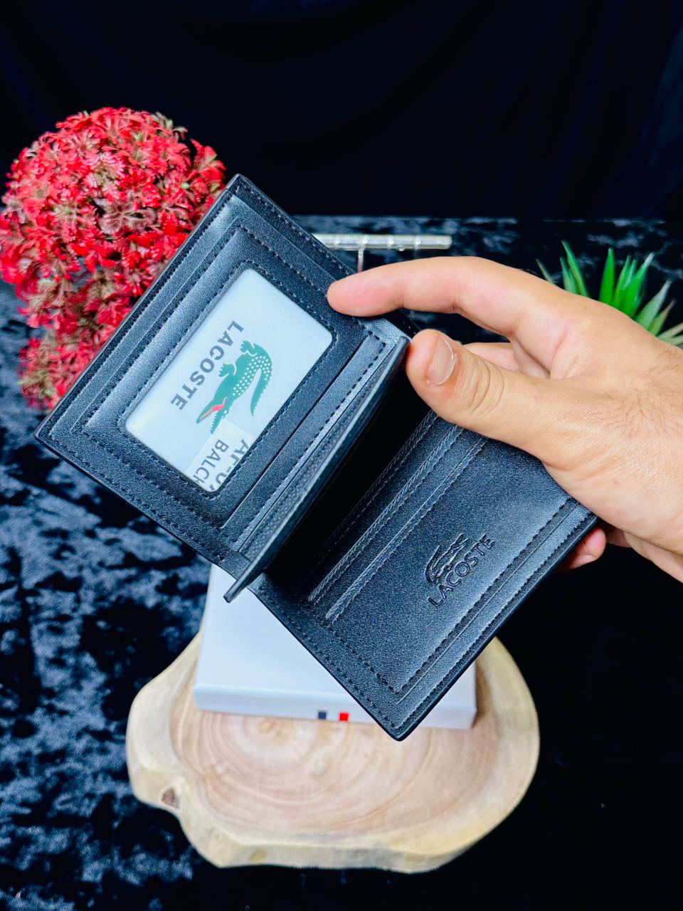 Lacostee Textured Leather Bifold Wallet – Signature Croc Series