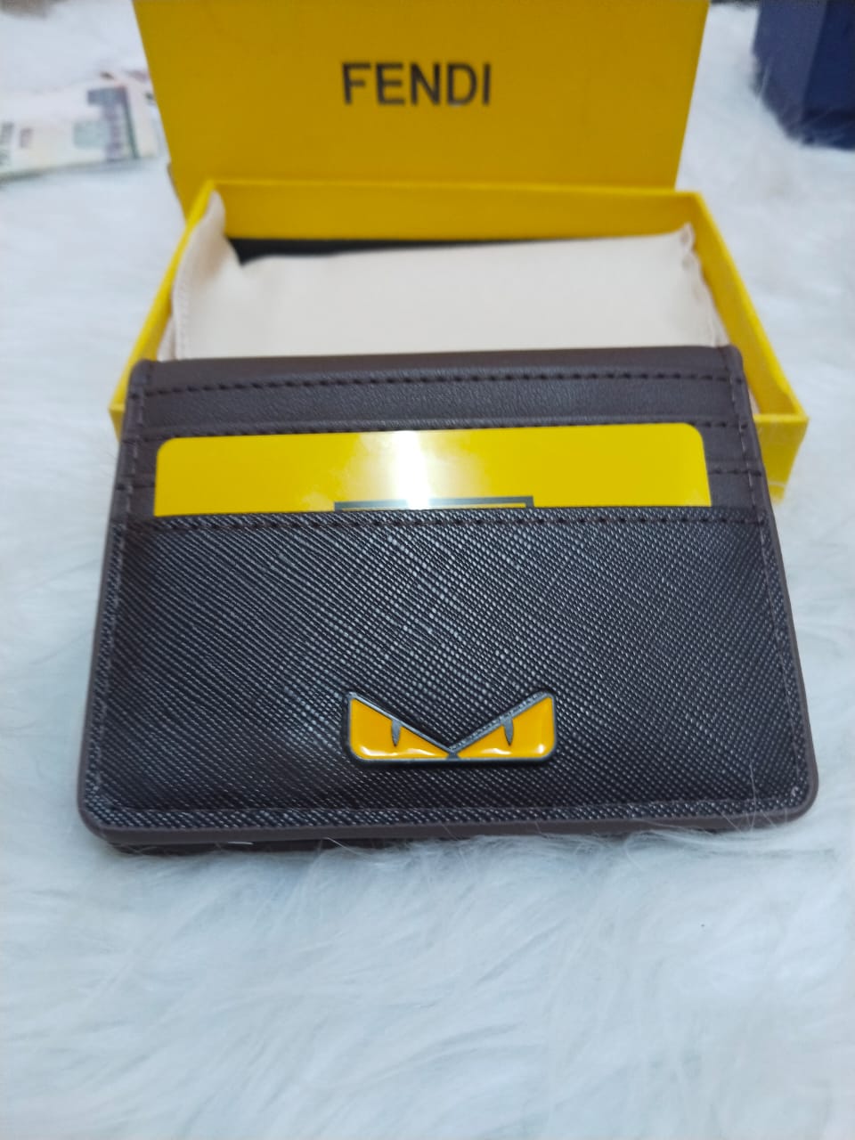 Fendi Men's Monster Eyes Card Holder Wallet