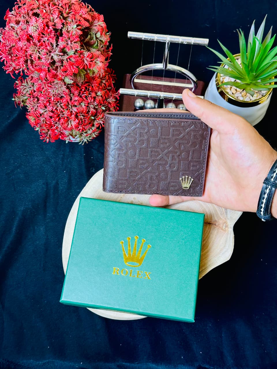 Monogram Embossed Leather Slim Wallet – Classic Compact Edition