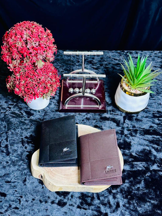Lacostee Textured Leather Bifold Wallet – Signature Croc Series