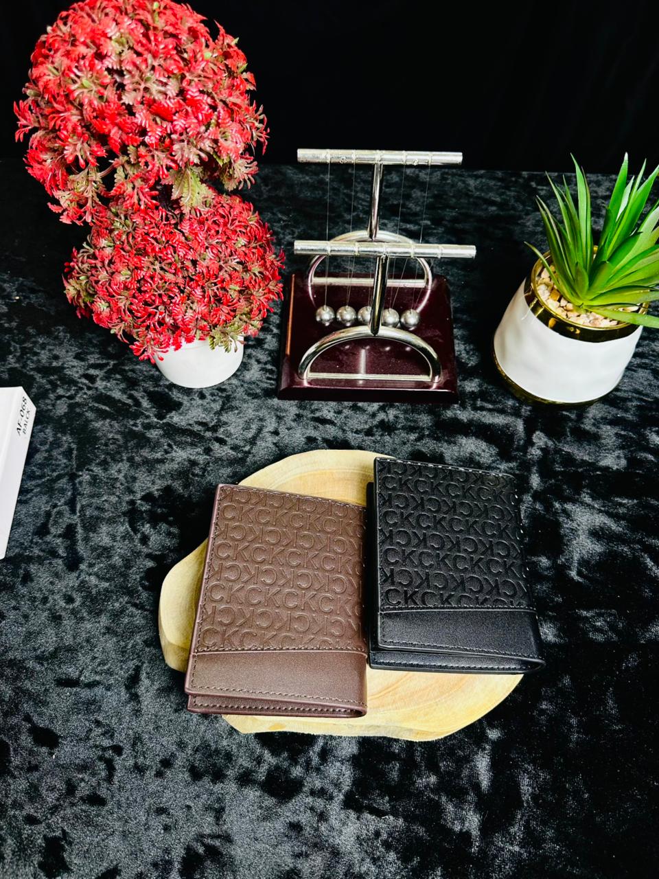 C.K Embossed Monogram Vertical Wallet – Sleek Executive Edition