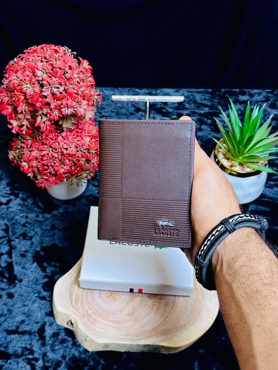 Lacostee Textured Leather Bifold Wallet – Signature Croc Series