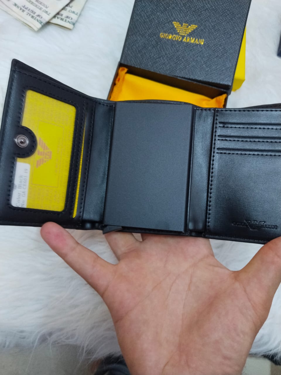 Armani Executive Leather Wallet with Aluminum Card Holder