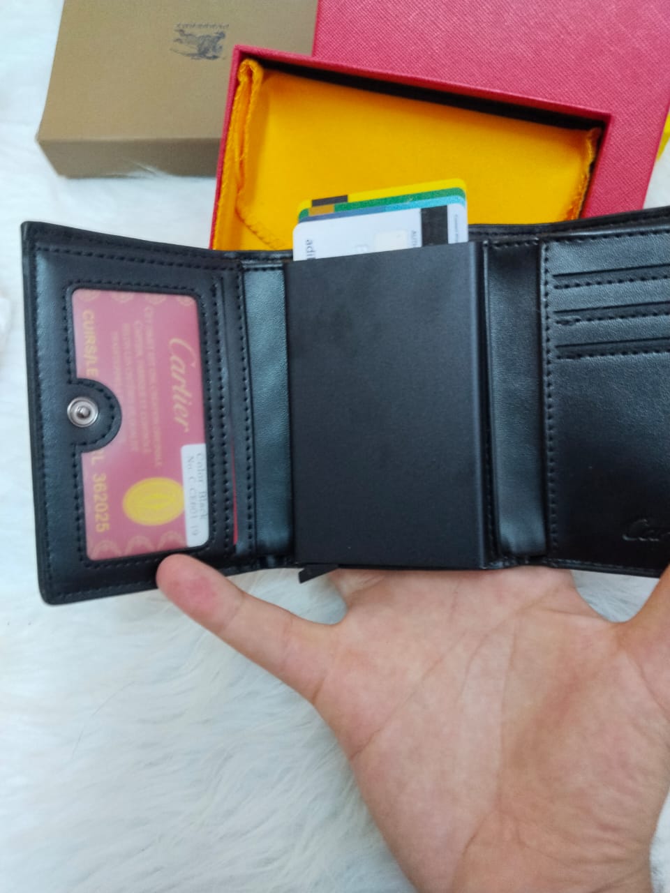 Cartier Signature Leather Wallet with Aluminum Card Holder