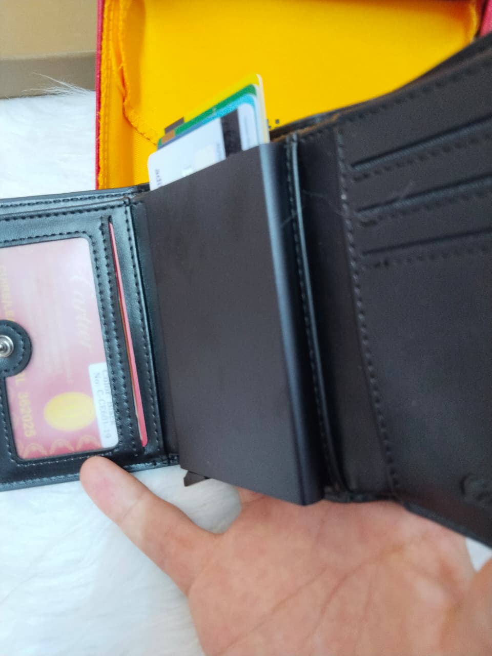 Cartier Signature Leather Wallet with Aluminum Card Holder