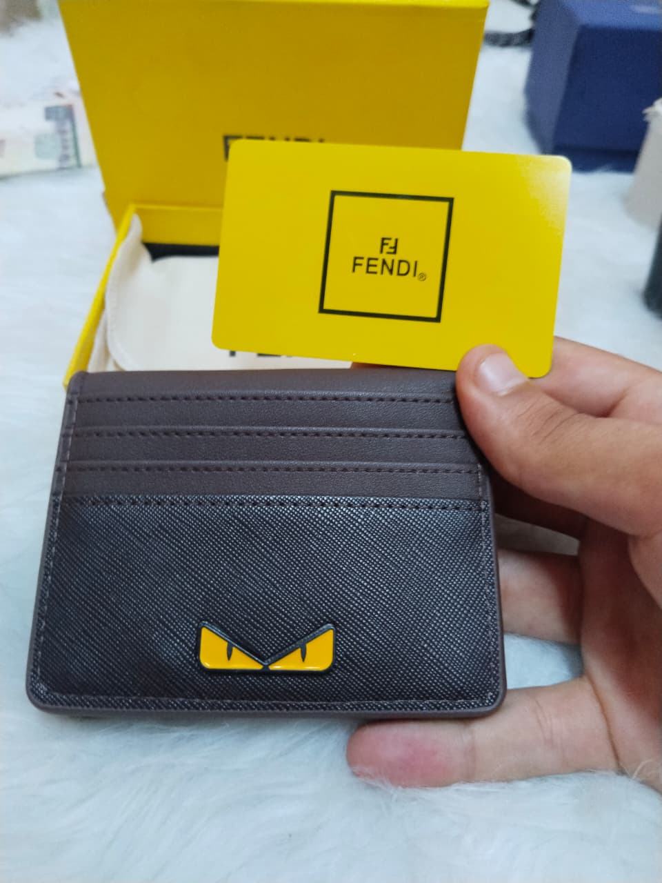 Fendi Men's Monster Eyes Card Holder Wallet