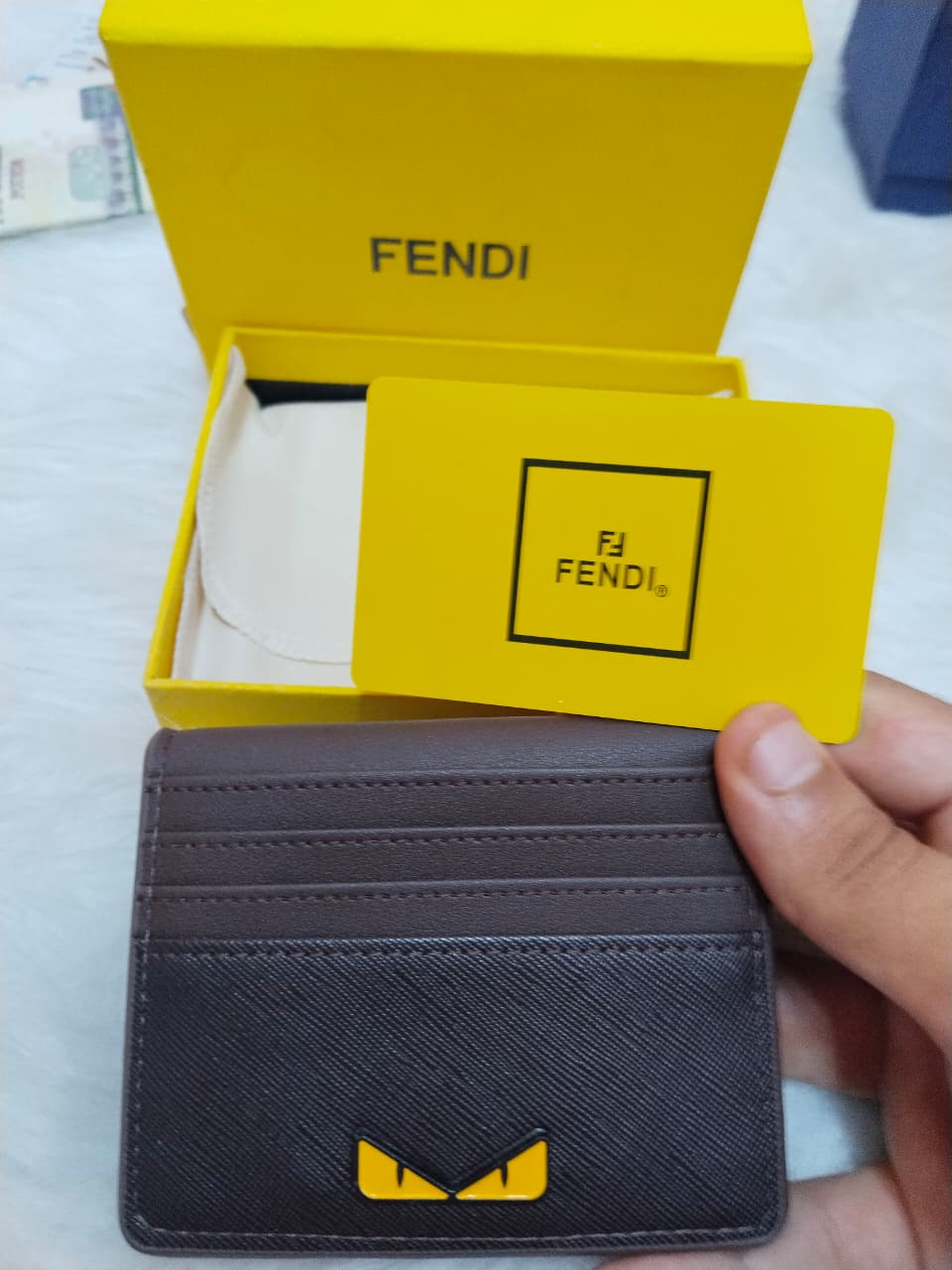Fendi Men's Monster Eyes Card Holder Wallet