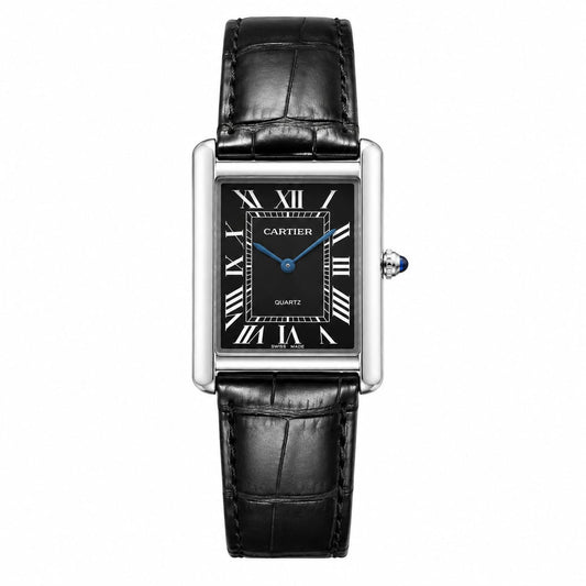 Cartier Tank Black Dial Leather Strap